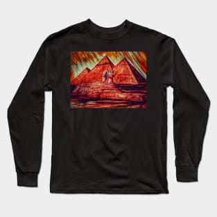 The Great Sphinx and Pyramids in Grunge Long Sleeve T-Shirt